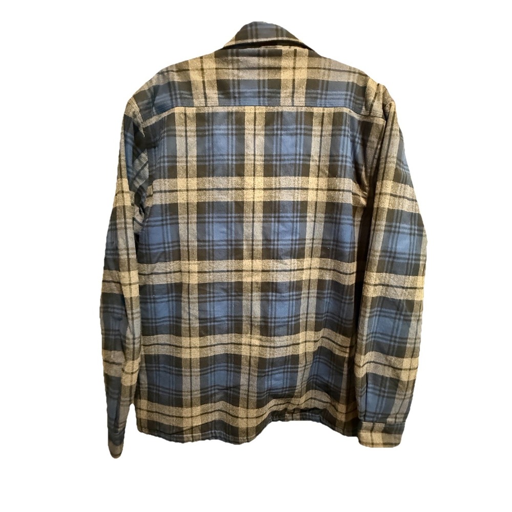 Carhartt Shirt Jacket Mens Lg Blue Plaid Sherpa Lined Flannel Snap Front 103821 - Picture 2 of 8